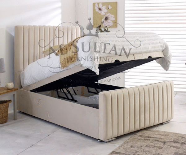 Kowloon Ottoman Bed Frame In Blue Rustic Charm Interior
