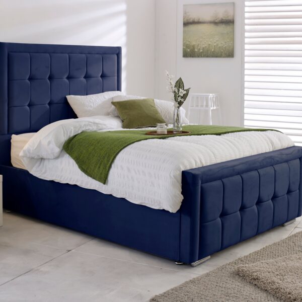 navy blue ottoman bed